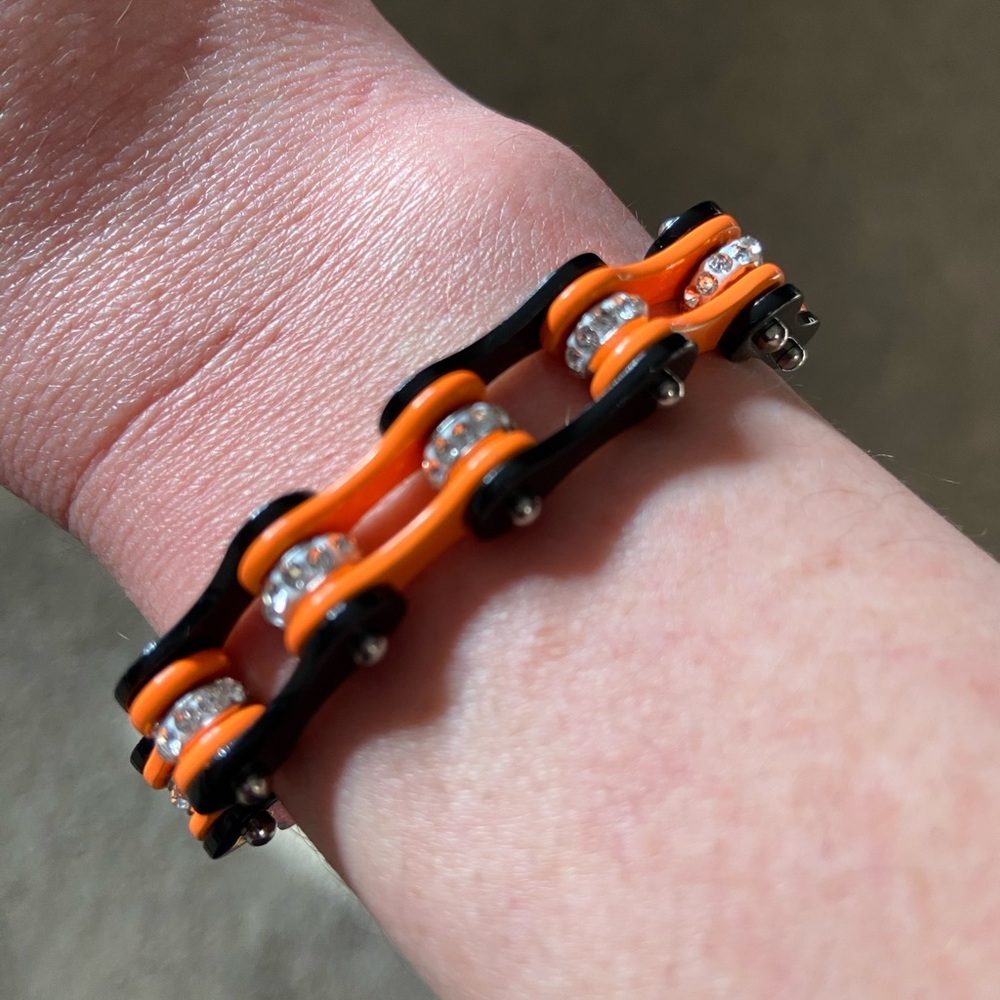 Bike chain rhinestone bracelet